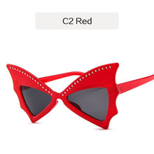 Load image into Gallery viewer, YOOSKE Oversize Sunglasses Women Bat Sharp Shades Sun glasses Rivet Big Frame Sunglass Personality Dance Party Glasses