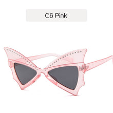 Load image into Gallery viewer, YOOSKE Oversize Sunglasses Women Bat Sharp Shades Sun glasses Rivet Big Frame Sunglass Personality Dance Party Glasses