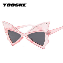 Load image into Gallery viewer, YOOSKE Oversize Sunglasses Women Bat Sharp Shades Sun glasses Rivet Big Frame Sunglass Personality Dance Party Glasses