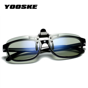 YOOSKE  Photochromic Sunglasses Clips Men Polarized Lens Sun glasses clip Man Driver Chameleon Mirror Eyewear clips