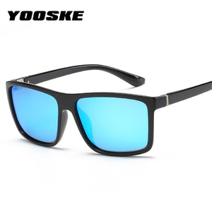 YOOSKE Retro Polarized Sunglasses Men Classic Brand Designer Driving Sun Glasses Male Rectangle Sunglass UV400