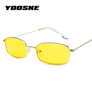Retro Sunglasses Men Small Rectangle Sun Glasses Retro Shades for Women Metal Frame Black Pink Eyewear