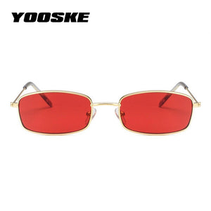 Retro Sunglasses Men Small Rectangle Sun Glasses Retro Shades for Women Metal Frame Black Pink Eyewear