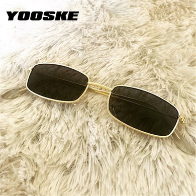 Retro Sunglasses Men Small Rectangle Sun Glasses Retro Shades for Women Metal Frame Black Pink Eyewear