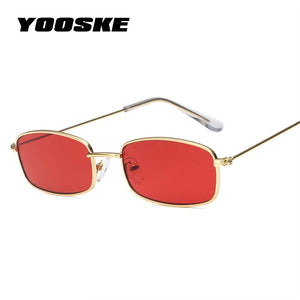 Retro Sunglasses Men Small Rectangle Sun Glasses Retro Shades for Women Metal Frame Black Pink Eyewear