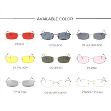 Carica l&#39;immagine nel visualizzatore di Gallery, Retro Sunglasses Men Small Rectangle Sun Glasses Retro Shades for Women Metal Frame Black Pink Eyewear