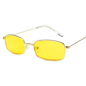 Retro Sunglasses Men Small Rectangle Sun Glasses Retro Shades for Women Metal Frame Black Pink Eyewear