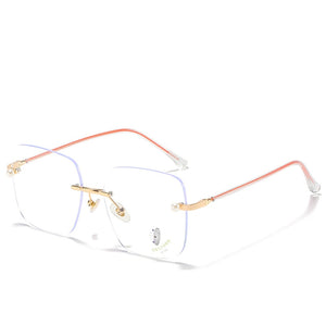 YOOSKE Rimless Pearl Square Glasses Frame Women Elegant Computer Eyewear Anti Blue Light Eyeglasses Frames  Brand Design