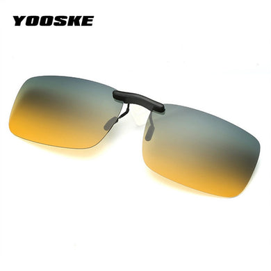 YOOSKE Occhiali da sole polarizzati senza montatura Clip su occhiali per conducente Guida uomo Flip miopia su occhiali da sole Lente per visione notturna UV400 