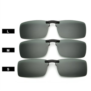 YOOSKE Occhiali da sole polarizzati senza montatura Clip su occhiali per conducente Guida uomo Flip miopia su occhiali da sole Lente per visione notturna UV400 
