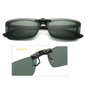YOOSKE Occhiali da sole polarizzati senza montatura Clip su occhiali per conducente Guida uomo Flip miopia su occhiali da sole Lente per visione notturna UV400 