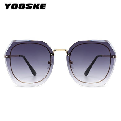 YOOSKE Rimless Square Women's Sunglasses Classic Retro Gradient Big Frame Rivet Sun Glasses  Brand Female Eyeglasses UV400