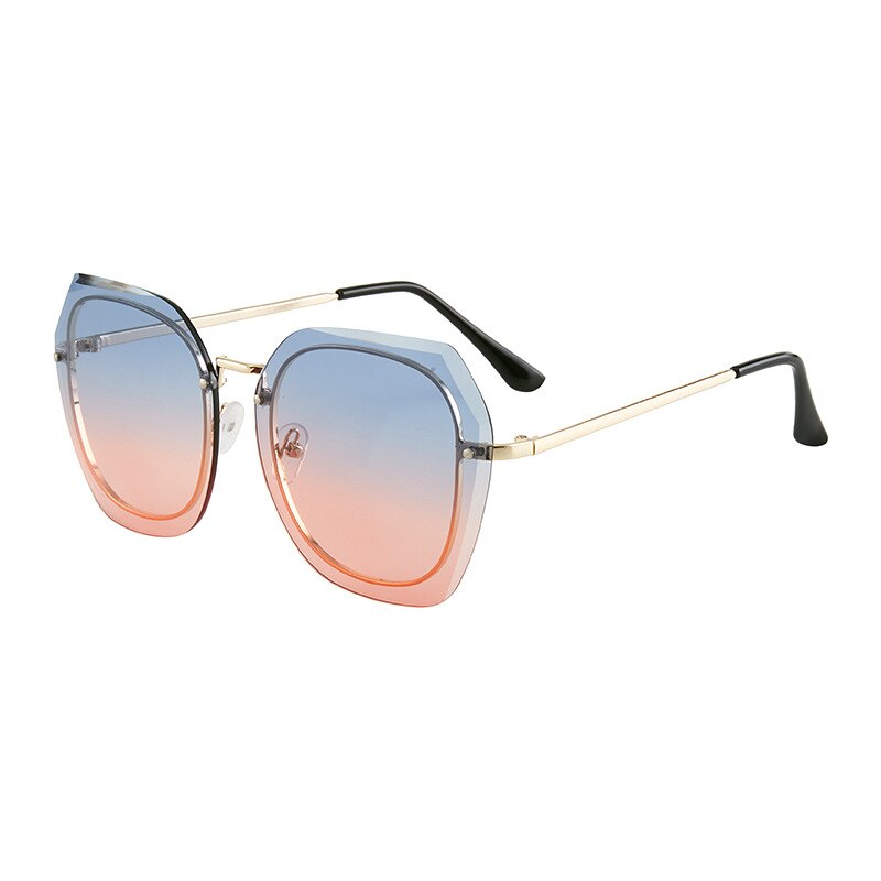 YOOSKE Rimless Square Women's Sunglasses Classic Retro Gradient Big Frame Rivet Sun Glasses  Brand Female Eyeglasses UV400