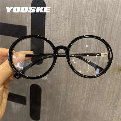YOOSKE Round Computer Glasses Frames Women Men Anti Blue Light Eyeglasses Oversized Transparent Eyeglass Retro Optical Frame