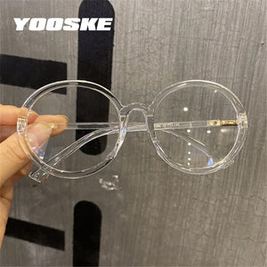 YOOSKE Round Computer Glasses Frames Women Men Anti Blue Light Eyeglasses Oversized Transparent Eyeglass Retro Optical Frame