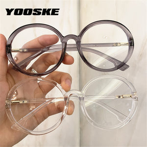 YOOSKE Round Computer Glasses Frames Women Men Anti Blue Light Eyeglasses Oversized Transparent Eyeglass Retro Optical Frame