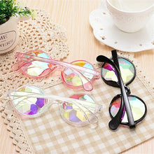 Load image into Gallery viewer, YOOSKE Round Kaleidoscope Glasses Women Retro rave festival Colorful Party holographic Sunglasses Catwalk Show Holograp Glasses