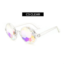 Load image into Gallery viewer, YOOSKE Round Kaleidoscope Glasses Women Retro rave festival Colorful Party holographic Sunglasses Catwalk Show Holograp Glasses