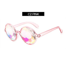 Load image into Gallery viewer, YOOSKE Round Kaleidoscope Glasses Women Retro rave festival Colorful Party holographic Sunglasses Catwalk Show Holograp Glasses