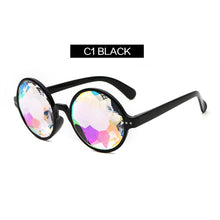 Load image into Gallery viewer, YOOSKE Round Kaleidoscope Glasses Women Retro rave festival Colorful Party holographic Sunglasses Catwalk Show Holograp Glasses