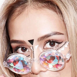 YOOSKE Round Kaleidoscope Glasses Women Retro rave festival Colorful Party holographic Sunglasses Catwalk Show Holograp Glasses