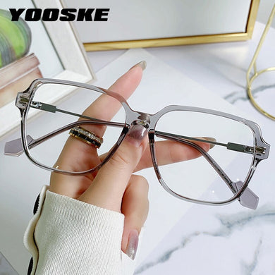 YOOSKE Square Blue Light Glasses for Women Men Computer Optical Eyewear Big Frame Vintage Oversized Spectacles Metal Frames