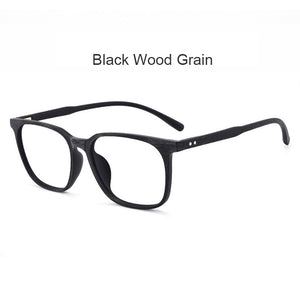 YOOSKE TR90 Myopia Spectacle Frame Men Ultralight Retro Big Frame Imitation Wood Grain Glasses Frame Casual Eyeglasses