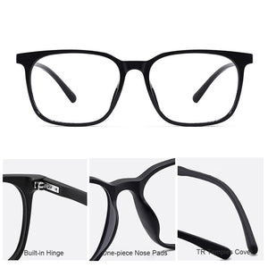 YOOSKE TR90 Myopia Spectacle Frame Men Ultralight Retro Big Frame Imitation Wood Grain Glasses Frame Casual Eyeglasses