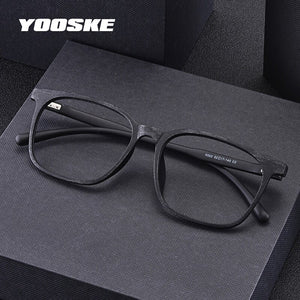 YOOSKE TR90 Myopia Spectacle Frame Men Ultralight Retro Big Frame Imitation Wood Grain Glasses Frame Casual Eyeglasses