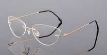 Carica l&#39;immagine nel visualizzatore di Gallery, YOOSKE Occhiali senza montatura in lega di titanio Occhiali da vista da uomo ultraleggeri Cat Eye Occhiali da vista senza montatura per donna 