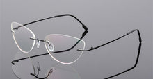 Carica l&#39;immagine nel visualizzatore di Gallery, YOOSKE Occhiali senza montatura in lega di titanio Occhiali da vista da uomo ultraleggeri Cat Eye Occhiali da vista senza montatura per donna 