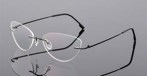 YOOSKE Occhiali senza montatura in lega di titanio Occhiali da vista da uomo ultraleggeri Cat Eye Occhiali da vista senza montatura per donna 