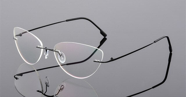 YOOSKE Occhiali senza montatura in lega di titanio Occhiali da vista da uomo ultraleggeri Cat Eye Occhiali da vista senza montatura per donna 