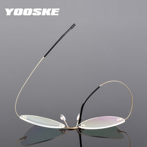 YOOSKE Occhiali senza montatura in lega di titanio Occhiali da vista da uomo ultraleggeri Cat Eye Occhiali da vista senza montatura per donna 