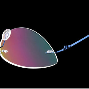 YOOSKE Occhiali senza montatura in lega di titanio Occhiali da vista da uomo ultraleggeri Cat Eye Occhiali da vista senza montatura per donna 