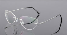 Carica l&#39;immagine nel visualizzatore di Gallery, YOOSKE Occhiali senza montatura in lega di titanio Occhiali da vista da uomo ultraleggeri Cat Eye Occhiali da vista senza montatura per donna 