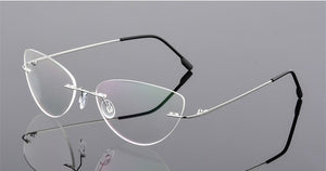 YOOSKE Occhiali senza montatura in lega di titanio Occhiali da vista da uomo ultraleggeri Cat Eye Occhiali da vista senza montatura per donna 