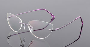 YOOSKE Occhiali senza montatura in lega di titanio Occhiali da vista da uomo ultraleggeri Cat Eye Occhiali da vista senza montatura per donna 