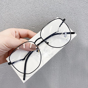 Transparent Eyeglasses Frames for Women Computer Blue Light Glasses Frame Ladies Irregular Curved Legs Metal Spectacles