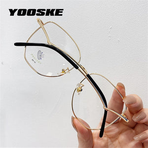 Transparent Eyeglasses Frames for Women Computer Blue Light Glasses Frame Ladies Irregular Curved Legs Metal Spectacles