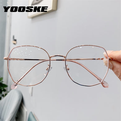 Transparent Glasses Frames Women Retro Oversized Optical  Eyeglasses Female Fashion Irregular Metal Myopia Frame