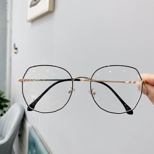 Transparent Glasses Frames Women Retro Oversized Optical  Eyeglasses Female Fashion Irregular Metal Myopia Frame