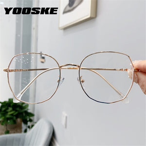 Transparent Glasses Frames Women Retro Oversized Optical  Eyeglasses Female Fashion Irregular Metal Myopia Frame