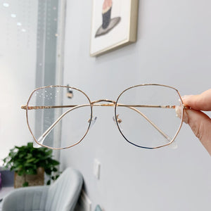 Transparent Glasses Frames Women Retro Oversized Optical  Eyeglasses Female Fashion Irregular Metal Myopia Frame