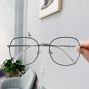 Transparent Glasses Frames Women Retro Oversized Optical  Eyeglasses Female Fashion Irregular Metal Myopia Frame