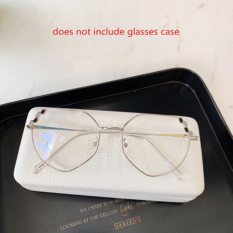 Transparent Optical Glasses Women Elegant Irregular Eyeglasses Frames Ladies Luxury Metal Spectacles Frame