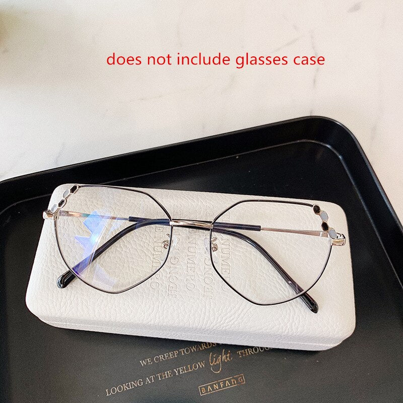 YOOSKE Transparent Optical Glasses Women Elegant Irregular Eyeglasses Frames Ladies  Metal Spectacles Frame