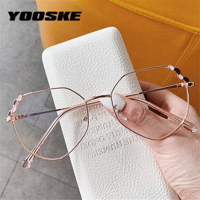 YOOSKE Transparent Optical Glasses Women Elegant Irregular Eyeglasses Frames Ladies  Metal Spectacles Frame