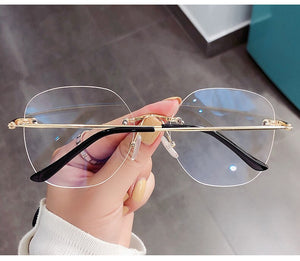 Transparent Rimless Eyeglasses Frames for Women Blue Llight Blocking Glasses Men Computer Optical Frame