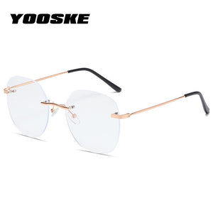 Transparent Rimless Eyeglasses Frames for Women Blue Llight Blocking Glasses Men Computer Optical Frame